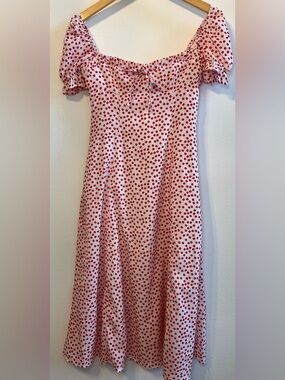 Polly Red and White Dainty Floral Midi Dress